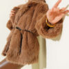 Leather Belted Fur Coat Latte