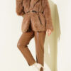 Leather Belted Fur Coat Latte – Bild 2