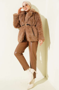 Alternative view of Leather Belted Fur Coat Latte