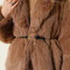 Leather Belted Fur Coat Latte – Bild 4
