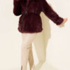Leather Belted Fur Coat Purple - Image 2