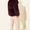Leather Belted Fur Coat Purple - Image 3