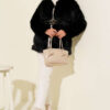 Faux Leather Belted Fur-Trimmed Coat Black - الصورة 2