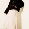 ⁦Short Faux Fur Coat with Leather Buckle Accents Brown⁩ - الصورة ⁦2⁩