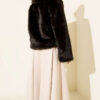 ⁦Short Faux Fur Coat with Leather Buckle Accents Brown⁩ - الصورة ⁦3⁩