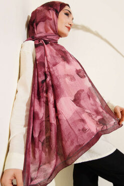 Alternative view of Patterned Bamboo French Terry Shawl Burgundy