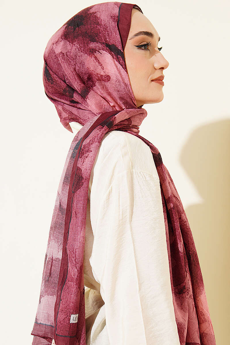 Patterned Bamboo French Terry Shawl Burgundy – Bild 3