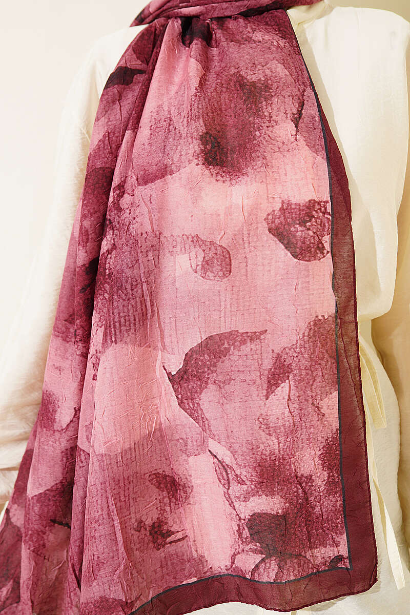 Patterned Bamboo French Terry Shawl Burgundy – Bild 4