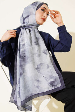 Alternative view of Patterned Bamboo French Terry Shawl Smoke