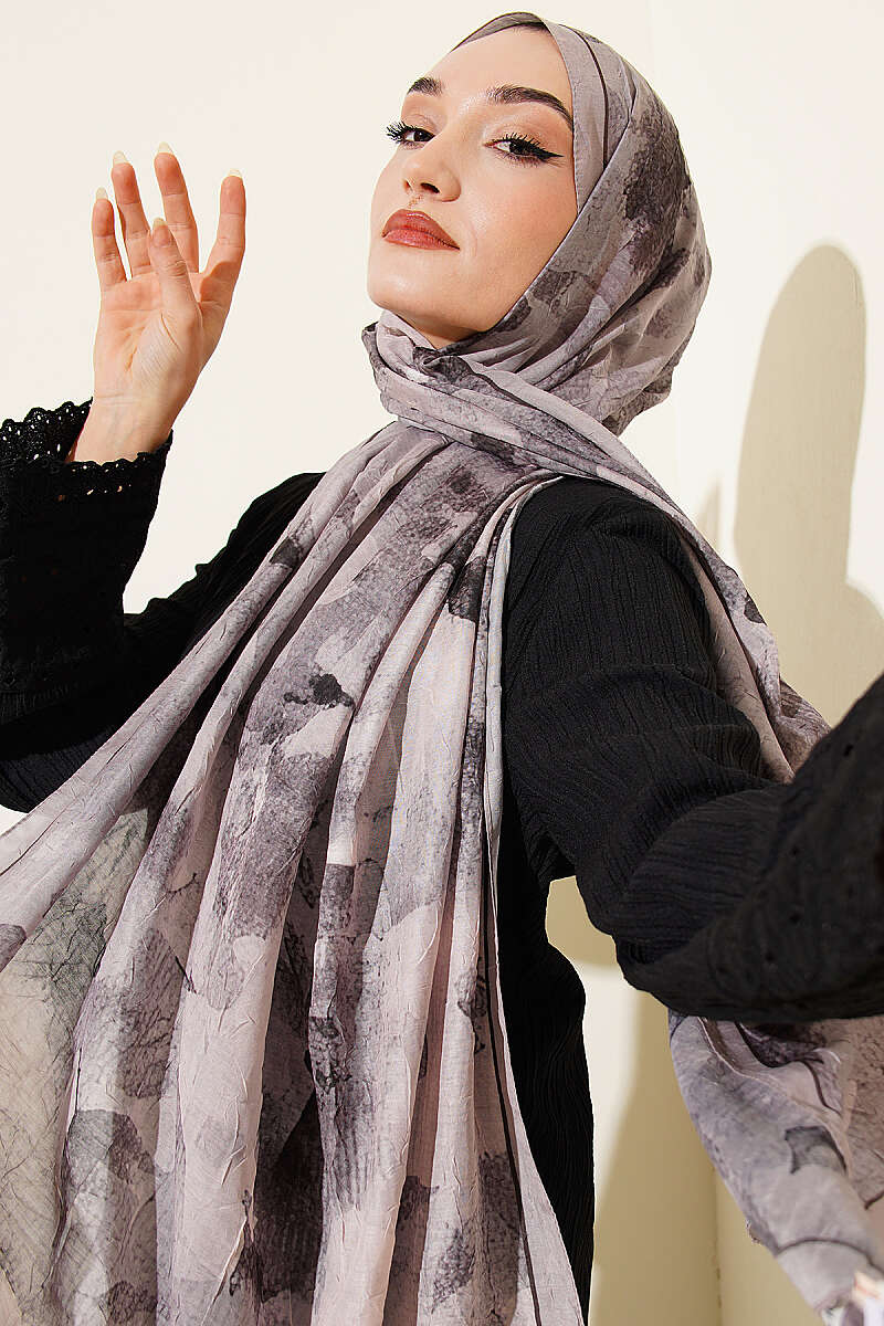 Patterned Bamboo French Terry Shawl Sand Beige
