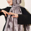 Patterned Bamboo French Terry Shawl Sand Beige - الصورة 2