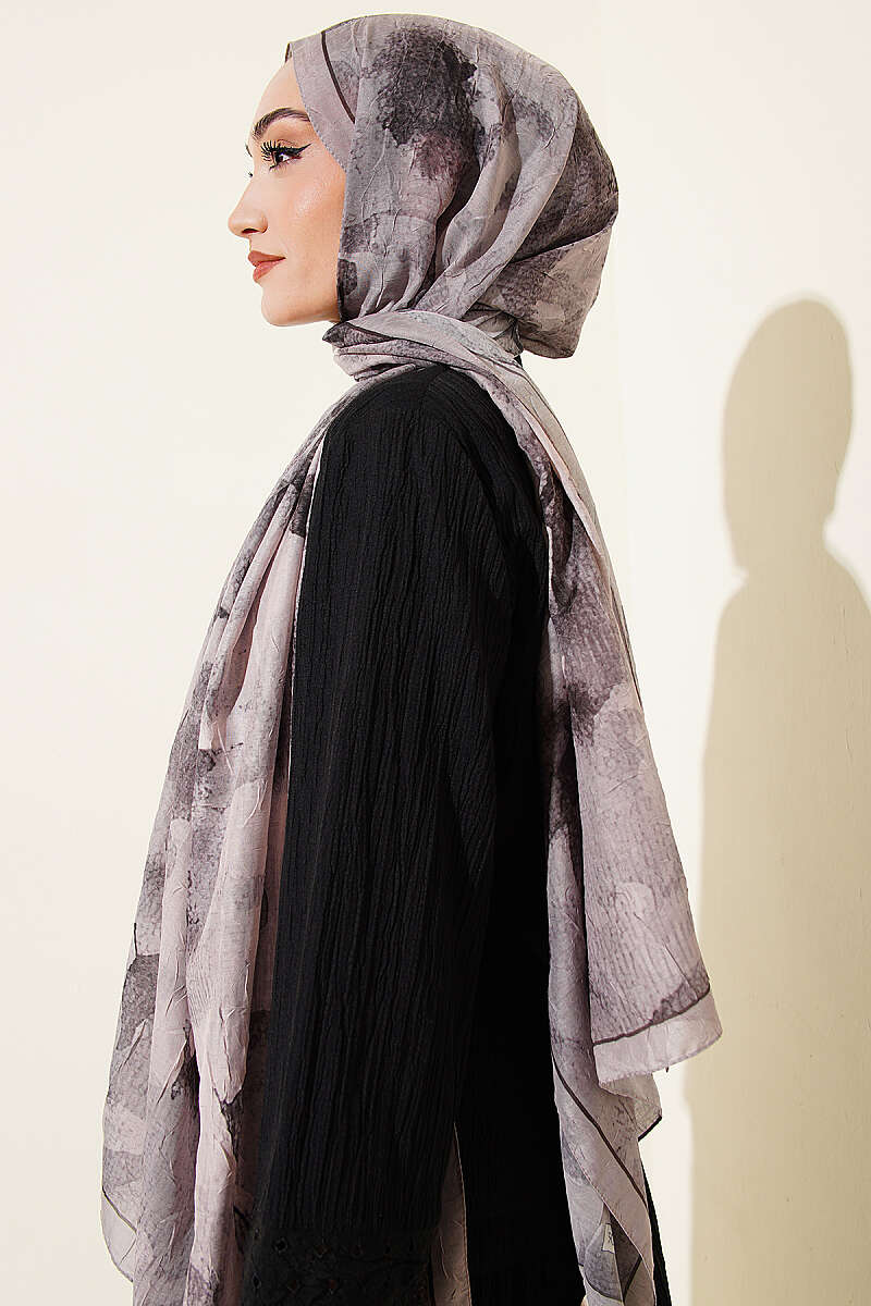 Patterned Bamboo French Terry Shawl Sand Beige - الصورة 3