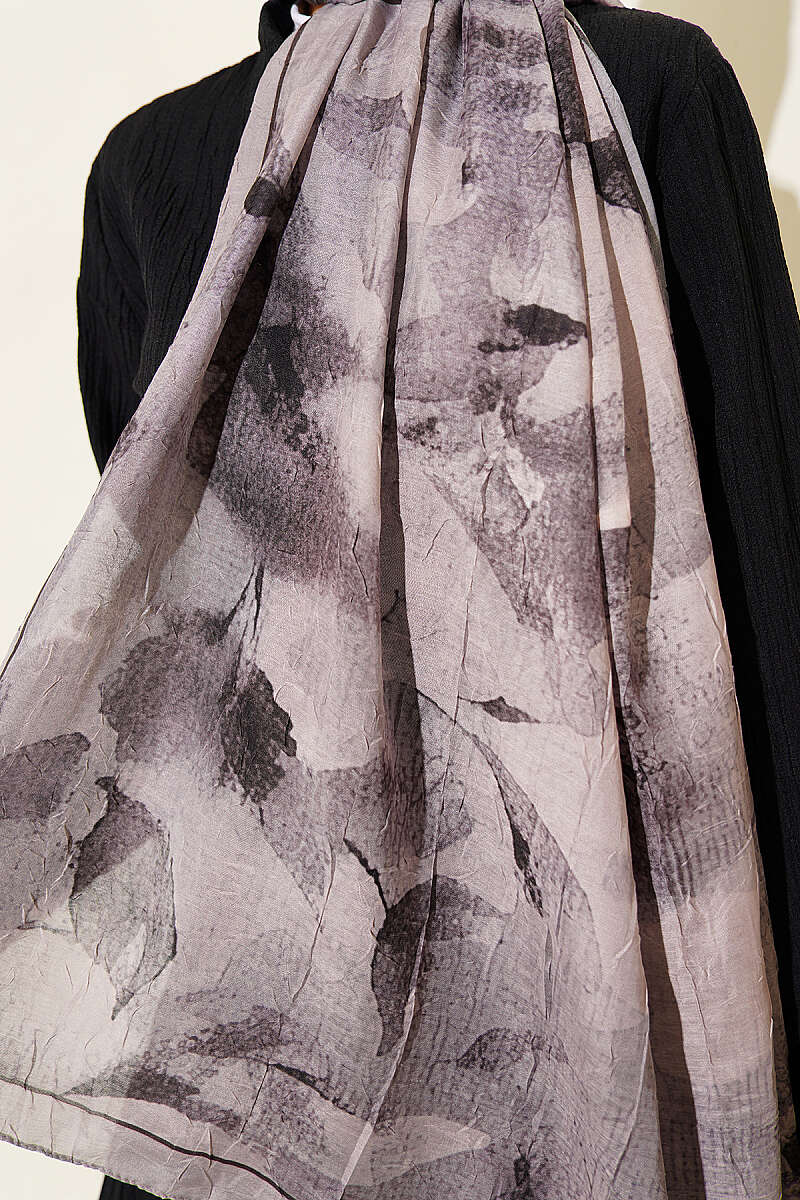 Patterned Bamboo French Terry Shawl Sand Beige - الصورة 4