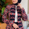 Patterned Button Detail Knit Cardigan Navy Blue