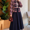 Patterned Button Detail Knit Cardigan Navy Blue - Imagen 2