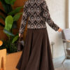 Patterned Button Detail Knit Cardigan Black - الصورة 4