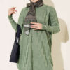 Patterned Gold-Button Mercerized Tunic Hazel