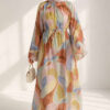 Patterned Belted Wide Sleeve Dress Assorted – Bild 2