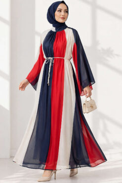 Alternative view of Patterned Belted Wide Sleeve Dress Assorted 2