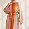 Patterned Belted Wide Sleeve Dress Assorted Colors – Bild 2