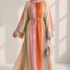 Patterned Belted Wide Sleeve Dress Assorted Colors – Bild 4