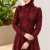 Embroidered Patterned Formal Dress Burgundy – Bild 2