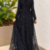 Embroidered Patterned Formal Dress Navy Blue – Image 4