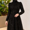 Embroidered Patterned Formal Dress Black – Bild 2