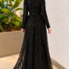 Embroidered Patterned Formal Dress Black – Bild 4