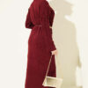 Patterned Knitted Hair Cable Dress Burgundy - immagine 3