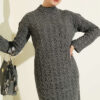 Patterned Knitted Hair Cable Dress Smoke - Imagen 2