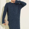 Patterned Knitted Hair Cable Dress Indigo - Imagen 2