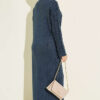 Patterned Knitted Hair Cable Dress Indigo - Imagen 3