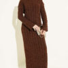 Patterned Knitted Hair Cable Dress Brown