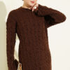 Patterned Knitted Hair Cable Dress Brown - Imagen 2