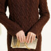 Patterned Knitted Hair Cable Dress Brown - Imagen 4
