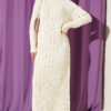Patterned Knitted Hair Cable Dress Cream