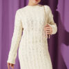 Patterned Knitted Hair Cable Dress Cream - Imagen 2