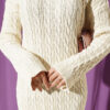 Patterned Knitted Hair Cable Dress Cream - Imagen 4