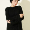 Patterned Knitted Hair Cable Dress Black - Imagen 2