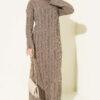 Patterned Knitted Hair Cable Dress Mink