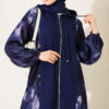 Patterned Satin Two-Piece Set with French Terry Accents Navy Blue – Bild 2