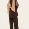 Patterned Satin Sleeved Loisha Two-Piece Set Brown - immagine 3