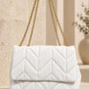 Patterned Chain-Detail Bag White