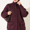 V-Neck Pocket Knit Cardigan Plum