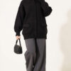 ⁦V-Neck Pocket Knit Cardigan Black⁩ - الصورة ⁦2⁩