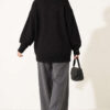 ⁦V-Neck Pocket Knit Cardigan Black⁩ - الصورة ⁦4⁩
