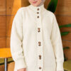 Button-Detail V-Neck Cardigan with Beard Knit Alizarin - Afbeelding 5