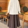 Button-Detail V-Neck Cardigan with Beard Knit Ecru - Image 4