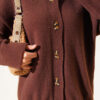 Button-Detail V-Neck Cardigan with Beard Knit Brown - Afbeelding 4